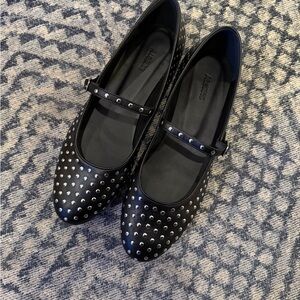 Alohas Lucien Black Leather Ballet Flats with silver studs! Size US 9/EUR 40-NEW